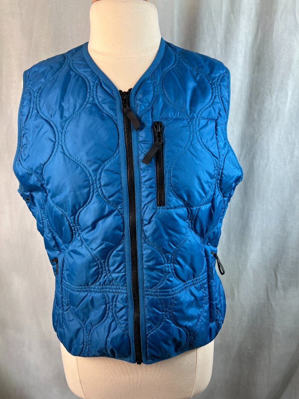 VTG May's Dept. Store I.E. Relaxed Royal Blue Full Zip Quilted Vest SZ L